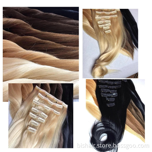 Wholesale 100% Real Remy Seamless Clip-In Hair Extensions, Cuticle Aligned Human Hair Clip In Hair Extension